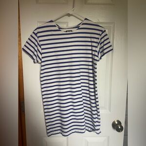 NLST NAVY Breton Stripe Tee Dress/Tunic – White & Blue, Short Sleeve, Nautical